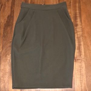 Olive green fitted skirt
